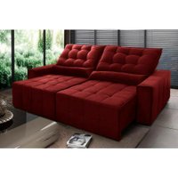 Sofá Retrátil Reclinável Alaska 2,10m Suede Velut Vermelho Molas no Assento - King House