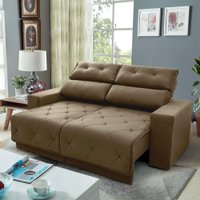 Sofá Retrátil Reclinável Belga 1,80m Suede Velut Bege Molas no Assento