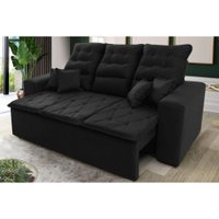 Sofá Retrátil Reclinável Europa 1,80m Preto Molas Espirais - King House
