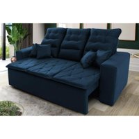Sofá Retrátil Reclinável Europa 1,80m Azul Molas Espirais - King House