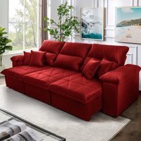 Sofá Retrátil Reclinável Trento 2,30m Suede Velut Vermelho Molas no Assento - King House