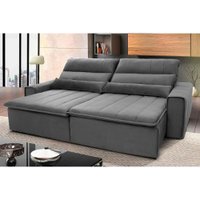 Sofá Retrátil Reclinável Patagônia 2,50m Suede Velut Cinza Molas no Assento - King House