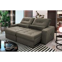 Sofá Retrátil Reclinável Sevilha 3,00m Suede Velut Tabaco Molas Ensacadas - King House