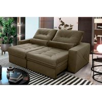 Sofá Retrátil Reclinável Sevilha 2,50m Suede Velut Bege Molas Ensacadas - King House