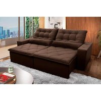 Sofá Retrátil Reclinável Islândia 2,30m Suede Velut Marrom Molas no Assento - King House