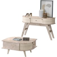 Aparador E Mesa De Centro Para Sala Estind Calacata Off White MDT
