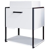 Gabinete Suspenso Banheiro 50 cm Com Cuba Preto Branco P1009 PP
