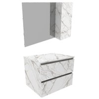 Conjunto Para Banheiro Gabinete E Espelheira BN3607x02 Marmore Branco Tecno Mobili