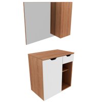 Conjunto Para Banheiro Gabinete E Espelheira BN3605x02 Amendoa Branco Tecno Mobili