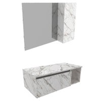 Conjunto Para Banheiro Gabinete E Espelheira BN3601x02 Marmore Branco Tecno Mobili