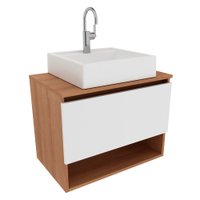Gabinete Suspenso Para Cuba De Banheiro BN3606 Amendoa Branco Tecno Mobili