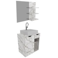 Conjunto Para Banheiro Armarios Com Cuba E Espelho BN3 Marmore Branco Tecno Mobili