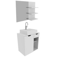 Conjunto Para Banheiro Armarios Com Cuba E Espelho BN3 Branco Tecno Mobili