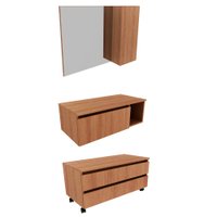 Conjunto De Armarios Para Banheiro Com Espelheira BN11 Amendoa Tecno Mobili