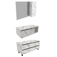 Conjunto De Armarios Para Banheiro Com Espelheira BN11 Marmore Branco Tecno Mobili