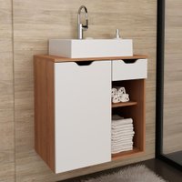 Gabinete Suspenso Para Cuba De Banheiro BN3605 Amendoa Branco Tecno Mobili