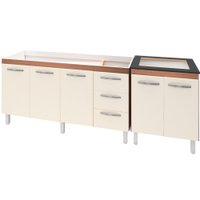 Balcao Pia 160cm e Cooktop 5 Bocas Savana Off White Mobbs