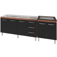 Balcao Pia 160cm e Cooktop 5 Bocas Savana Preto Mobbs