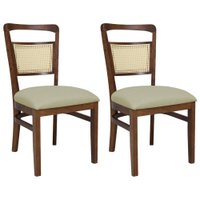 Kit 2 Cadeira Decorativa Ivory Tela Natural Pes Madeira Pinhao Nacc