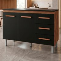 Balcao Com Tampo 120cm 9110x9300 Savana Preto Mobbs