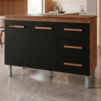 Balcao Com Tampo 120cm 9110x9300 Preto Savana Mobbs