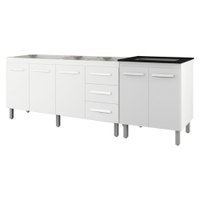 Balcao Pia 150cm e Cooktop 4 Bocas Branco Mobbs