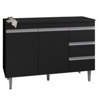 Balcao Com Tampo 120 cm 2 Portas Andreia Preto REAJL