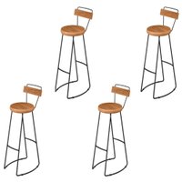 Kit 04 Banqueta Alta Com Encosto Aurum Peroba Preto Cozinha Sala Jantar DHom