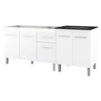 Balcao Pia 120cm e Cooktop 5 Bocas Branco Mobbs