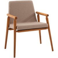 Cadeira Decorativa Base Madeira F56 Linho Bege Dmobiliario