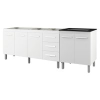 Balcao Pia 150cm e Cooktop 5 Bocas Branco Mobbs