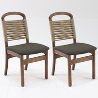 Kit 2 Cadeira Decorativa Vinil Corda Nautica Nude Pes Madeira Pinhao Nacc