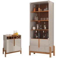 Barzinho 2 Portas 50522 E Cristaleira Para Sala 50519 Off White Cedro DCASA