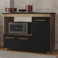 Balcao Para Cooktop 4 Bocas 114cm 9470 Savana Preto Mobbs