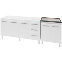 Balcao Pia 160cm e Cooktop 4 Bocas Branco Mobbs