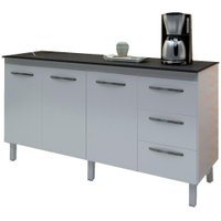 Balcao Com Tampo 160cm 9140X9320 Branco Preto Mobbs