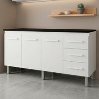 Balcao Com Tampo 160cm 9140X9320 Branco Preto Mobbs