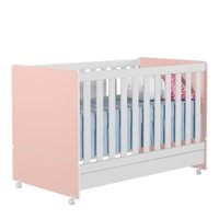 Berço Mini Cama 2 em 1 Com Rodizios 3200 Branco Rosa PLLA