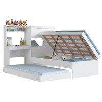 Cama Box Articulável e Cama Auxiliar 90 c/ Estação Israel Branco