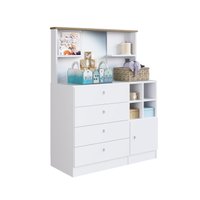 Comoda com 4 Gavetas, Porta e Espelho House Branco - Art in Móveis