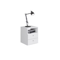 Mesa de Cabeceira com 2 Gavetas e 1 Prateleira Tokio Branco - Art In Móveis