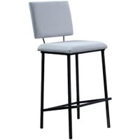 Banqueta Alta Base Em Aço Preto F109 Linho Gelo Dmobiliario