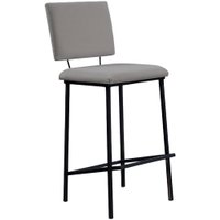 Banqueta Alta Base Em Aço Preto F109 Linho Cinza Dmobiliario