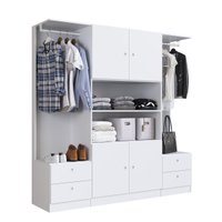 Guarda Roupas Casal 4 Portas e 4 Gavetas  e 2 cabideiros Closet Branco - Art In Móveis