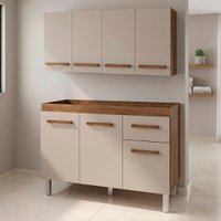 Armario Aereo 4 Portas e Balcao 120cm Savana Off White Mobbs
