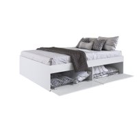Quarto Casal com Cama Queen, Guarda roupas Mesas de Cabeceira 160 Tókio Branco