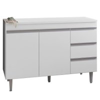 Balcao Com Tampo 120 cm 2 Portas Andreia Branco REAJL