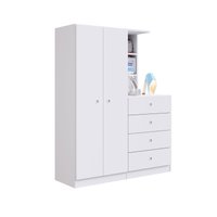 Guarda Roupas 2 Portas e Comoda 4 Gavetas Montessoriano Branco - Art In Móveis
