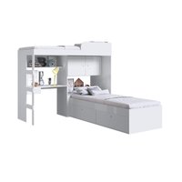 Quarto Juvenil com Cama  Alta 80 Lion e cama 80 Tókio Branco - Art In Móveis