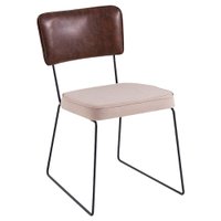 Cadeira Decorativa Pes Preto F53X1 Linho Bege Corano Marrom Dmobiliario